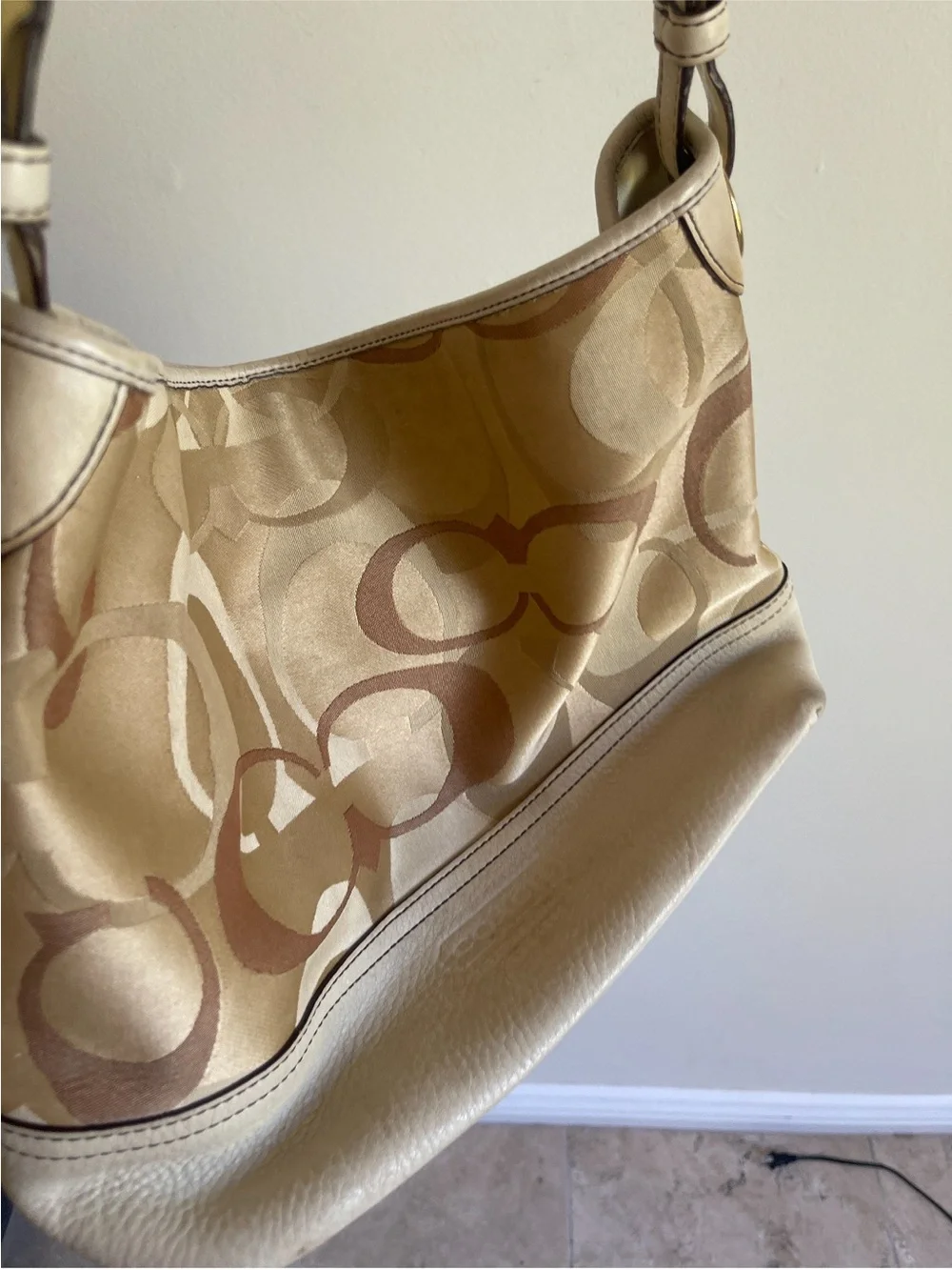 Coach Beige/Tan Signature Shoulder Bag